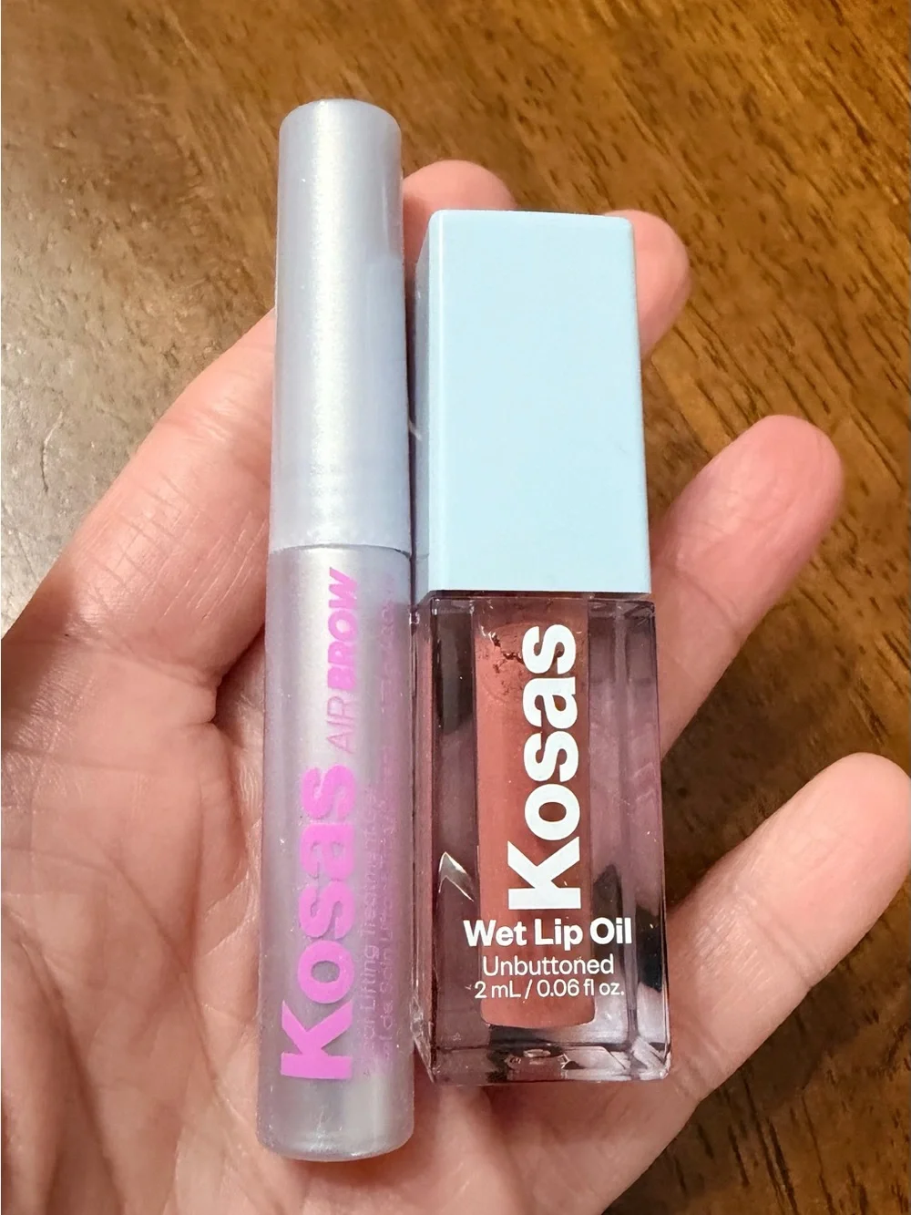 Kosas Air Brow Clear, Wet Lip Oil Gloss set